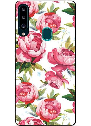 Силіконовий чохол бампер для samsung a20s 2019 galaxy a207f з малюнком півонії