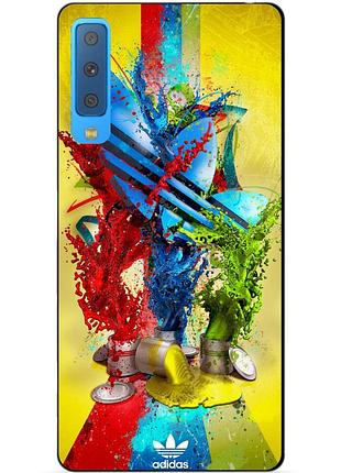 Силиконовый бампер чехол для samsung a7 2018 galaxy a750 с рисунком adidas