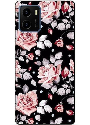 Силиконовый бампер чехол для vivo y15s с рисунком розы