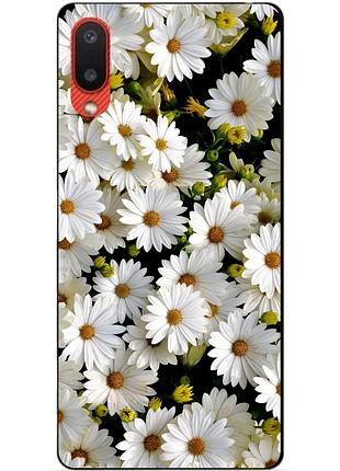 Силиконовый бампер чехол для samsung a02 galaxy a022 с рисунком ромашки