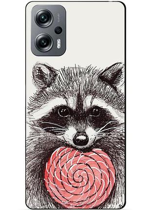 Силиконовый бампер чехол для xiaomi poco x4 gt с рисунком енот