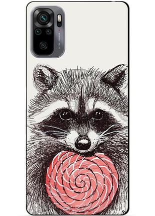 Силиконовый бампер чехол для xiaomi redmi note 10s / note 10 с рисунком енот