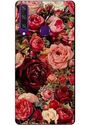 Силіконовий чохол бампер для huawei y6p з малюнком червоні троянди