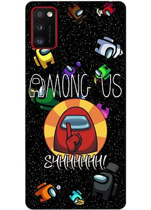 Силиконовый бампер чехол для samsung a41 с рисунком among us