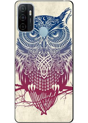 Силіконовий бампер чохол для oppo a53 з малюнком сова