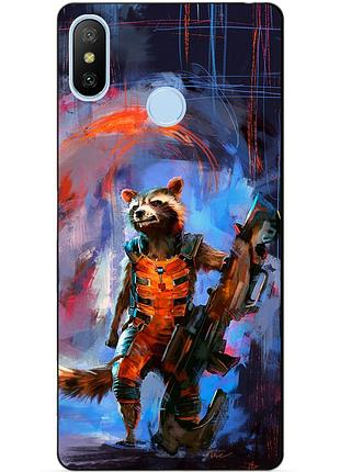 Силиконовый бампер чехол для xiaomi mi a2 lite с рисунком реактивный енот стражи галактики