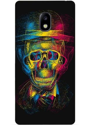 Силиконовый бампер чехол для samsung j730 galaxy j7 2017 года с рисунком неоновые череп