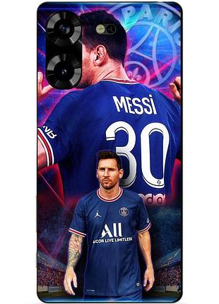 Силиконовый чехол бампер для tecno pova 5 с рисунком месси псж messi