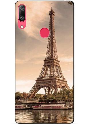 Силиконовый бампер для huawei y7 2019 с рисунком париж