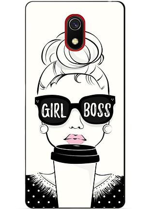 Бампер силиконовый чехол для xiaomi redmi 8a с рисунком girl boss