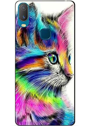 Силиконовый бампер чехол для vivo y11 с рисунком акварельный котик