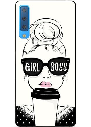 Силиконовый бампер чехол для samsung a7 2018 galaxy a750 с рисунком girl boss