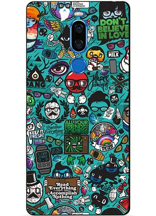 Силиконовый чехол для meizu x8 с рисунком стикеры
