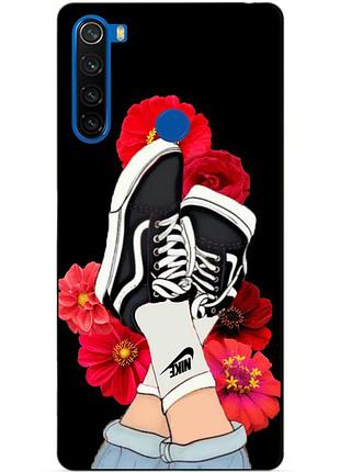 Силиконовый чехол бампер для xiaomi redmi note 8t с рисунком кеды