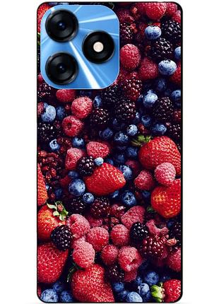 Силиконовый чехол бампер для tecno spark 10 с рисунком ягоды