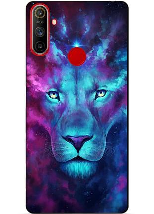 Силиконовый чехол бампер для realme c3 с рисунком космический лев