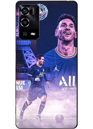 Силиконовый чехол бампер для oppo a55 с рисунком messi psg месси