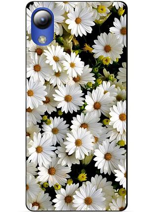 Силиконовый чехол бампер для zte blade l8 с рисунком ромашки цветы