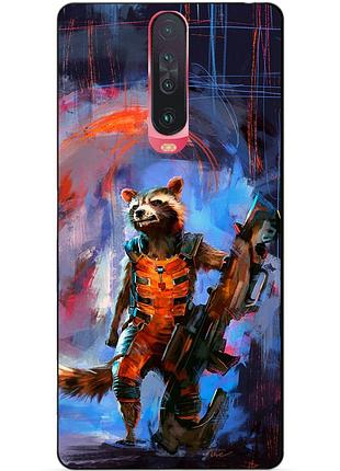 Силіконовий чохол бампер для xiaomi redmi k30 з малюнком реактивний єнот