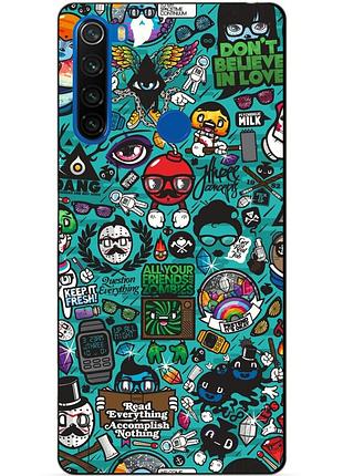 Силиконовый чехол бампер для xiaomi redmi note 8t с рисунком стикеры