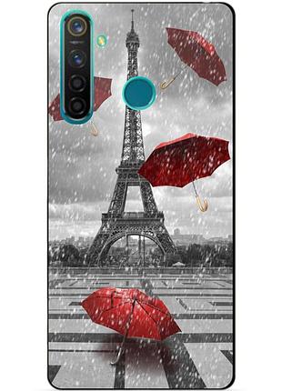 Силиконовый чехол бампер для realme 5 pro с рисунком эйфелева башня