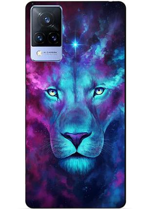 Силиконовый бампер чехол для vivo v21 с рисунком космический лев