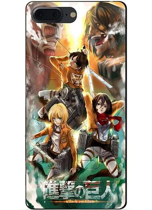 Силиконовый чехол бампер для iphone 7 plus с рисунком атака на титанов attack on titan