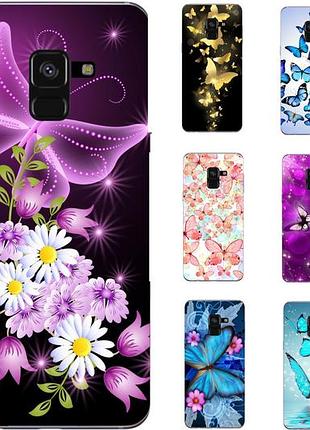 Чехол силиконовый бампер для samsung a8 plus galaxy a730 бабочки