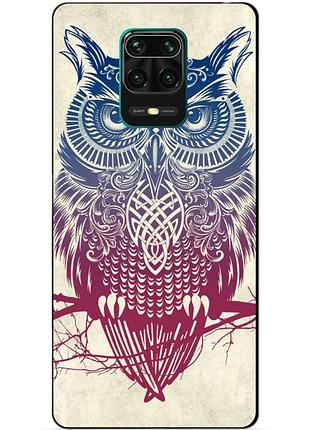 Силіконовий бампер чохол для xiaomi redmi note 9s/note 9 pro з малюнком сова