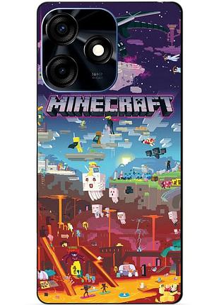 Силиконовый чехол бампер для tecno spark 10c игра minecraft майнкрафт