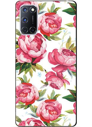Силиконовый бампер чехол для oppo a72 с рисунком пионы