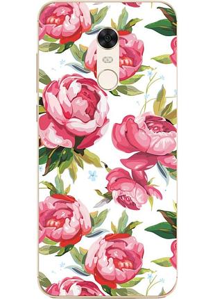 Силиконовый чехол для xiaomi redmi 5 plus с рисунком пионы