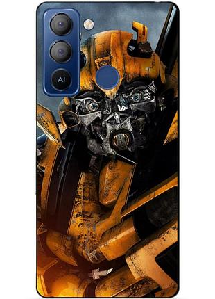 Силиконовый чехол бампер для tecno pop 5 pro с рисунком бамблби bumblebee трансформеры