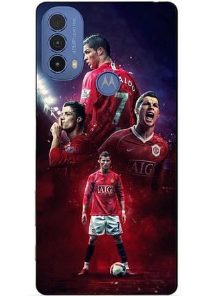 Силиконовый чехол бампер для motorola moto e20 с рисунком ronaldo mu роналдо