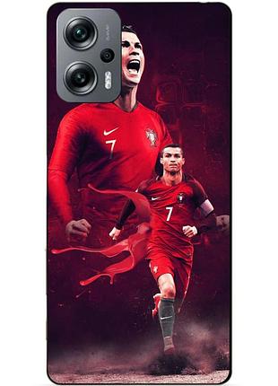 Силиконовый бампер чехол для xiaomi poco x4 gt с рисунком ronaldo португалия