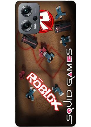 Силиконовый бампер чехол для xiaomi poco x4 gt с рисунком roblox игра в кальмара