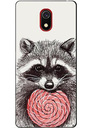 Силиконовый бампер чехол для xiaomi redmi 8a с рисунком енот