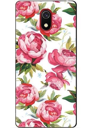 Силіконовий бампер чохол для xiaomi redmi 8a з малюнком півонії
