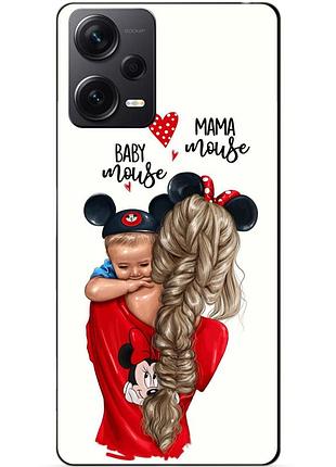 Силиконовый бампер чехол для xiaomi redmi note 12 pro plus с рисунком мама и малыш