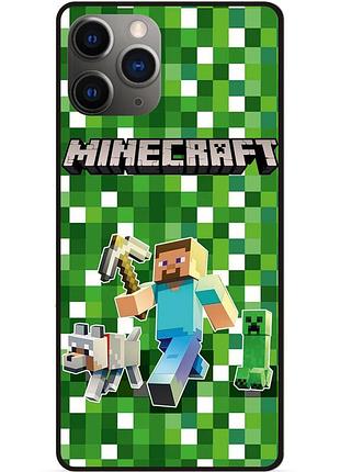Силиконовый чехол бампер для iphone 11 pro max стив minecraft крипер майнкрафт