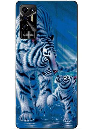 Силиконовый чехол бампер для tecno pova 2 с рисунком тигры