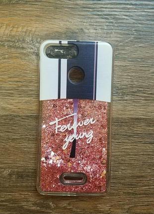 Чохол бампер рідкий блиск для xiaomi redmi 6a з блискітками лак forever young