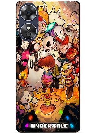 Силиконовый бампер чехол для oppo a17 с картинкой андертейл undertale