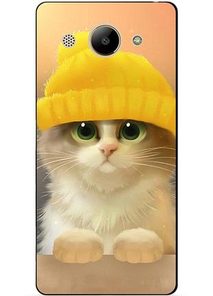 Силиконовый бампер чехол для huawei y3 2017 с рисунком котик