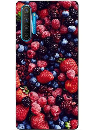 Силиконовый чехол бампер для realme xt с рисунком ягоды