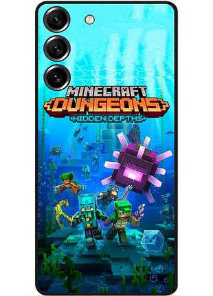 Силиконовый чехол бампер для samsung s23 plus с рисунком майнкрафт minecraft