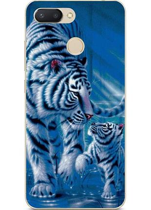 Силиконовый бампер для huawei p smart с рисунком тигры