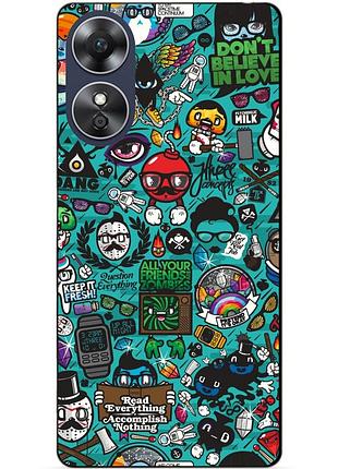 Силіконовий бампер чохол для oppo a17 з малюнком стикери