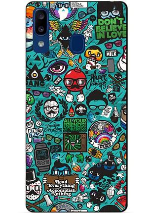 Силиконовый чехол для samsung a20 с рисунком стикеры