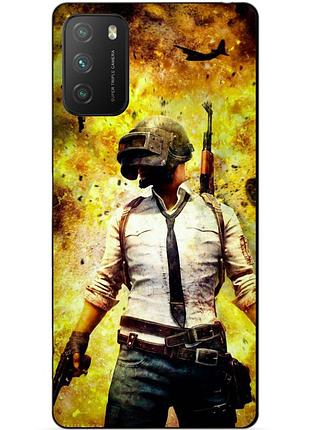 Силиконовый бампер чехол для xiaomi poco m3 с рисунком пабг